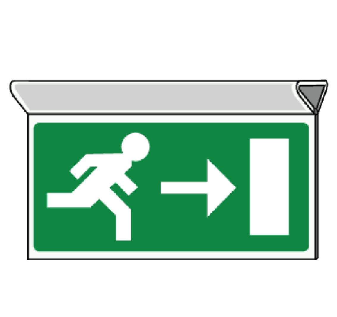 Suspended evacuation pictogram